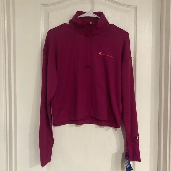 New Champion Pink Soft Touch Logo Pullover Lightweight Women Jacket Size Small - Picture 3 of 7